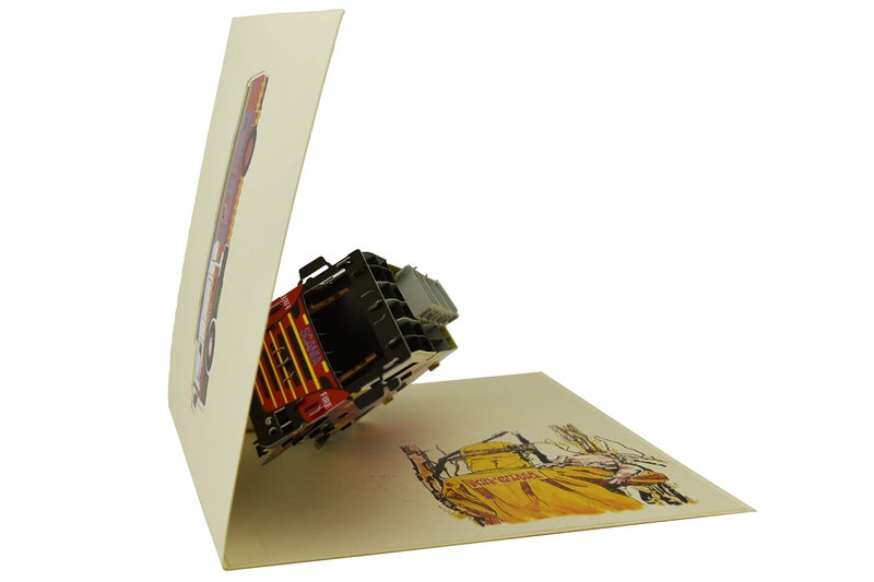 Teabug Cards Firetruck 3D Pop Up Greeting Card, Fireman Volunteer Appreciation Card, Birthday Card, Any Occasions - Image 3
